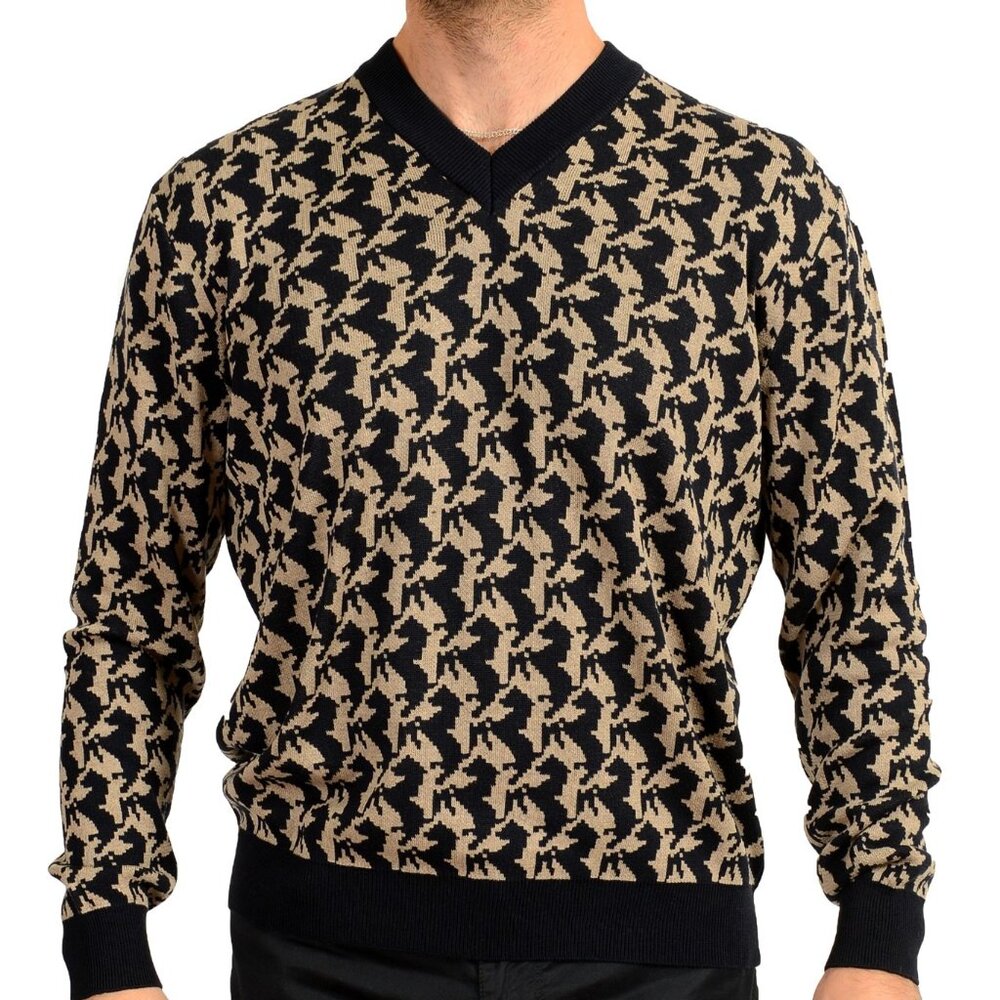 Scuderia Ferrari Men's Organic Cotton Silk V-Neck Pullover Sweater US L IT 52